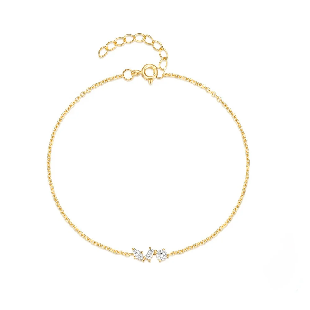 Glowluxe Bracelet Women Silver 925 Daily Sterling Silver Horse Eye Zircon Chain Bracelet