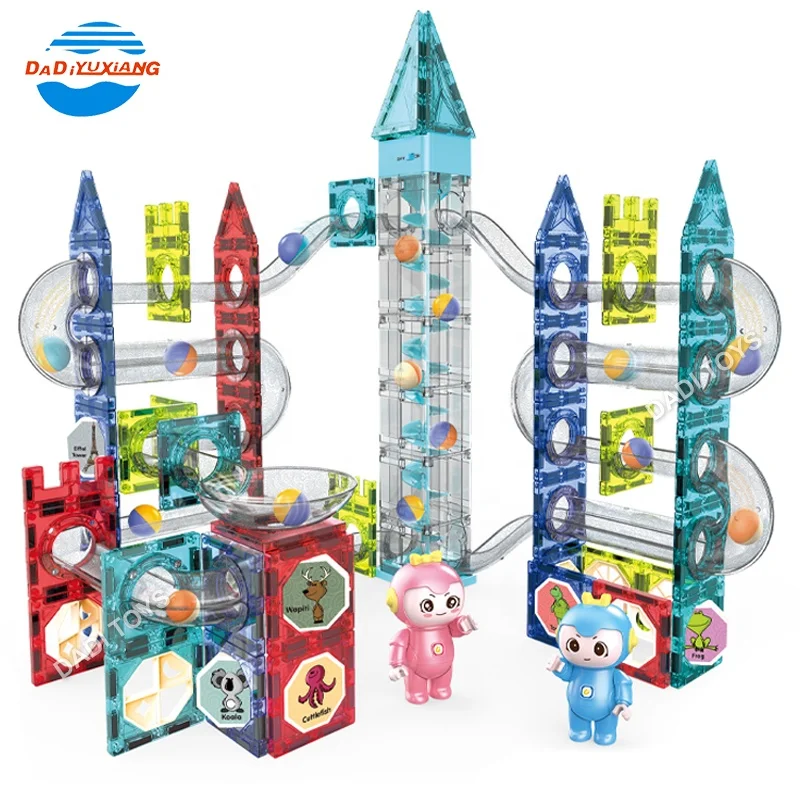 Hot Selling Plastic Advanced Technical Plastic Building Block For Kids,Stem Electronic Light Roll Ball  Magnetic Block Sticks