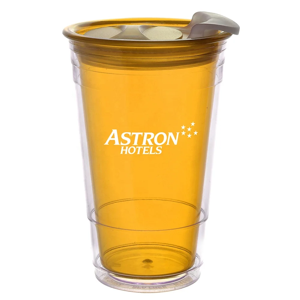 Free sample 16 oz Double Wall Plastic Thermo Tumbler Reusable  Eco Friendly Drinking Coffee Cup take it to go for Promotion