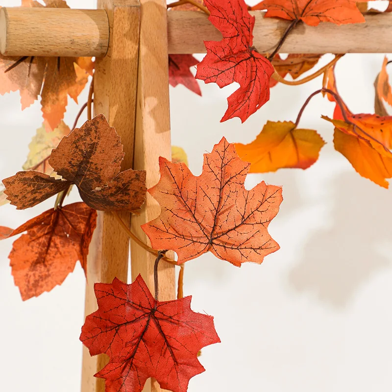 Autumn Party Christmas wall Thanksgiving decor yellow maple leaf garland artificial hanging vine autumn foliage garland