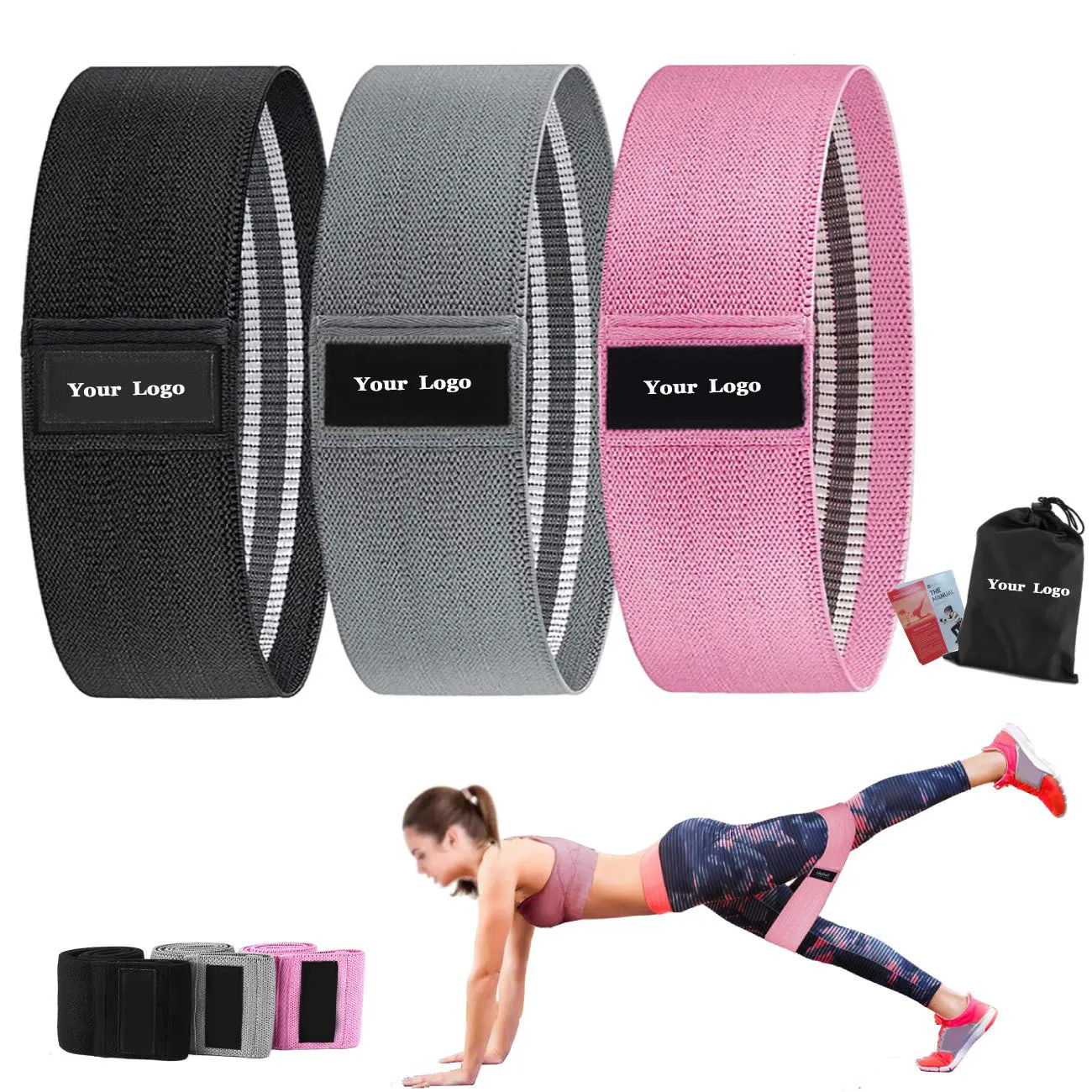 Wholesale Logo 3 Levels Stretch Yoga Sports Exercise Band Fabric Long Resistance Bands And Booty Bands For Pull Ups