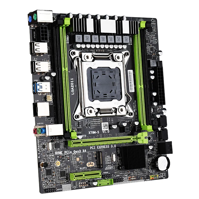 X79M-S 2.0 M-ATX Motherboard With USB2.0 PCI-E NVME M.2 SSD support PC / ECC Memory and Xeon LGA 2011 Processor