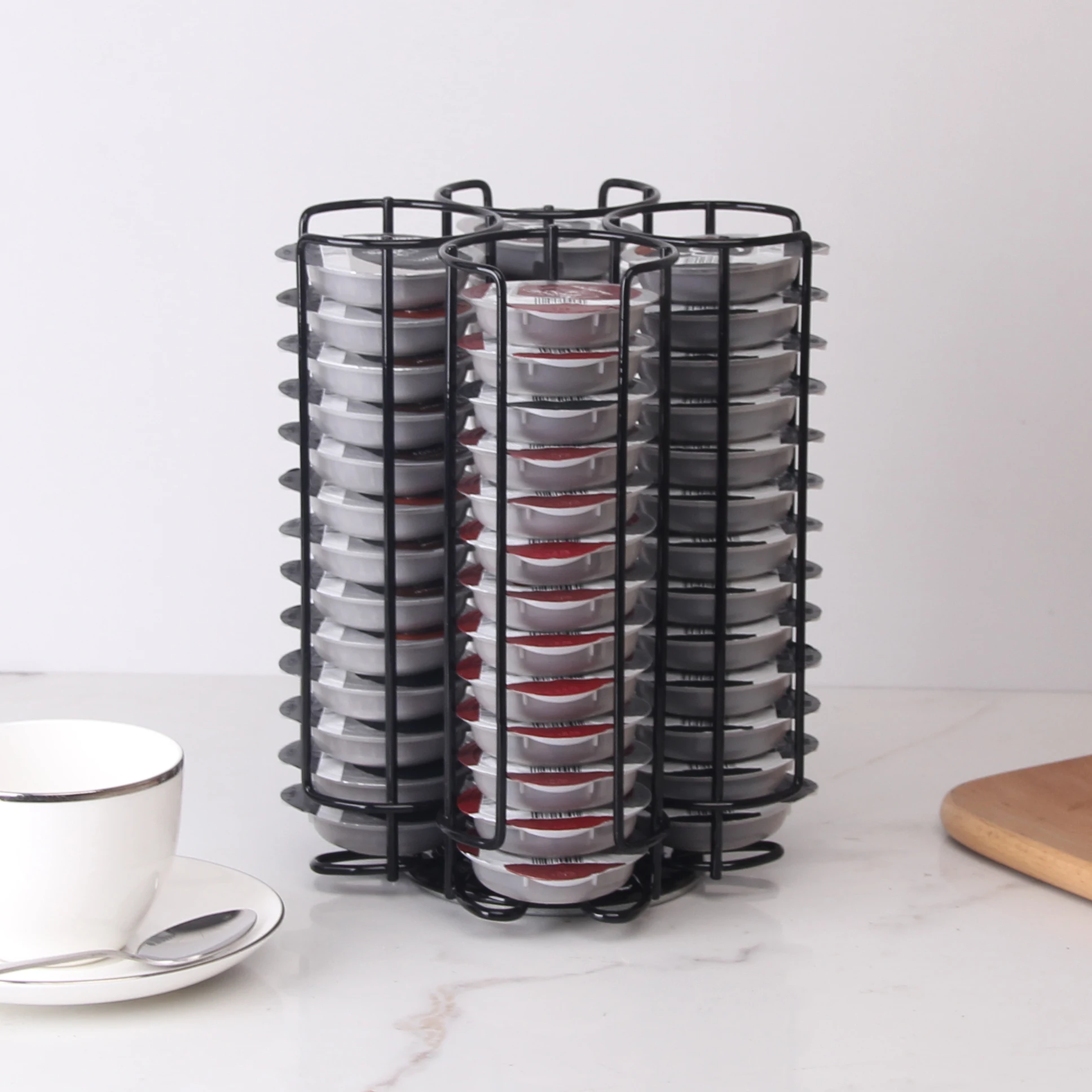 Custom Wholesale Rotating Iron Coffee Pod Storage Rust-Proof Wire for Tassimo Capsules