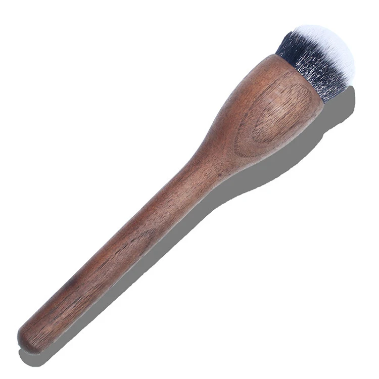 2024 Chinese Supplier High Quality Beauty Tool Black Wooden Foundation Makeup Cosmetic Single Beauty Powder Brush Private Label