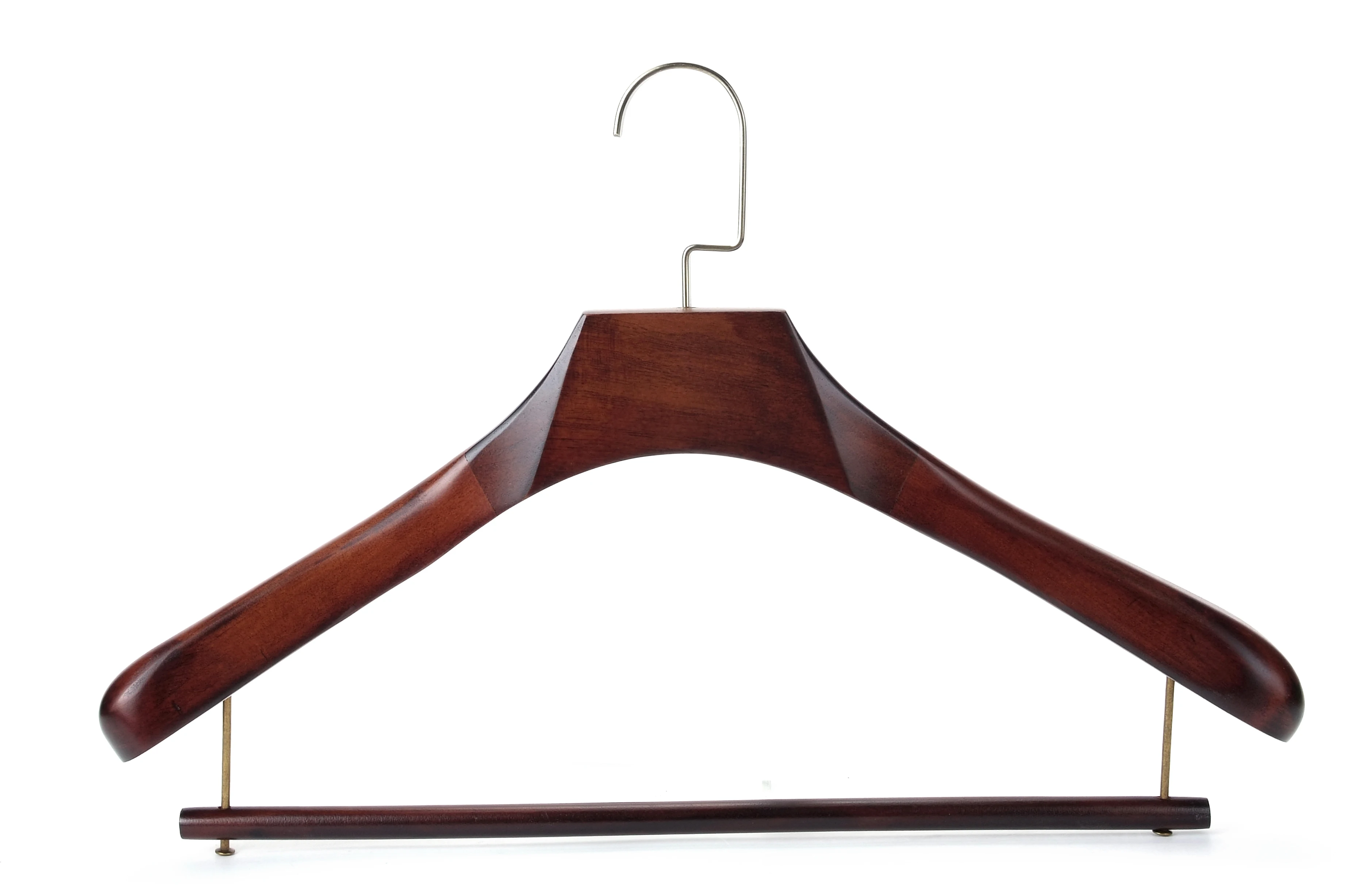 new design custom metal coat clothing type hanger with wooden bar