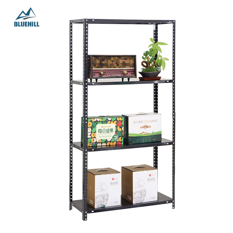 Черный Оцинкованный Металлический Стальной полезный портативный стеллаж полка для хранения Болтовая стойка с металлической доской