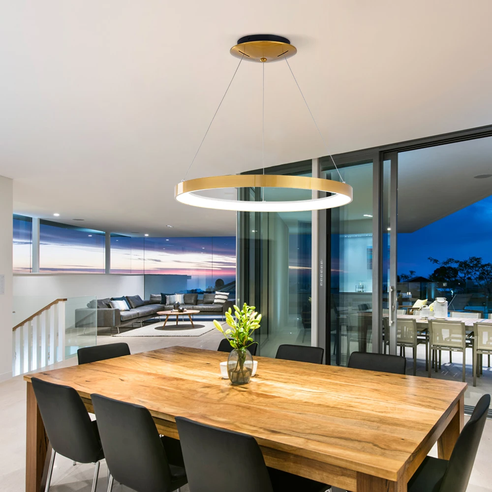 Masivel Simple Light Decorative Pendant Lamp White Ring Custom Hotel Lobby Chandelier Nordic Led Chandelier Indoor Wholesale