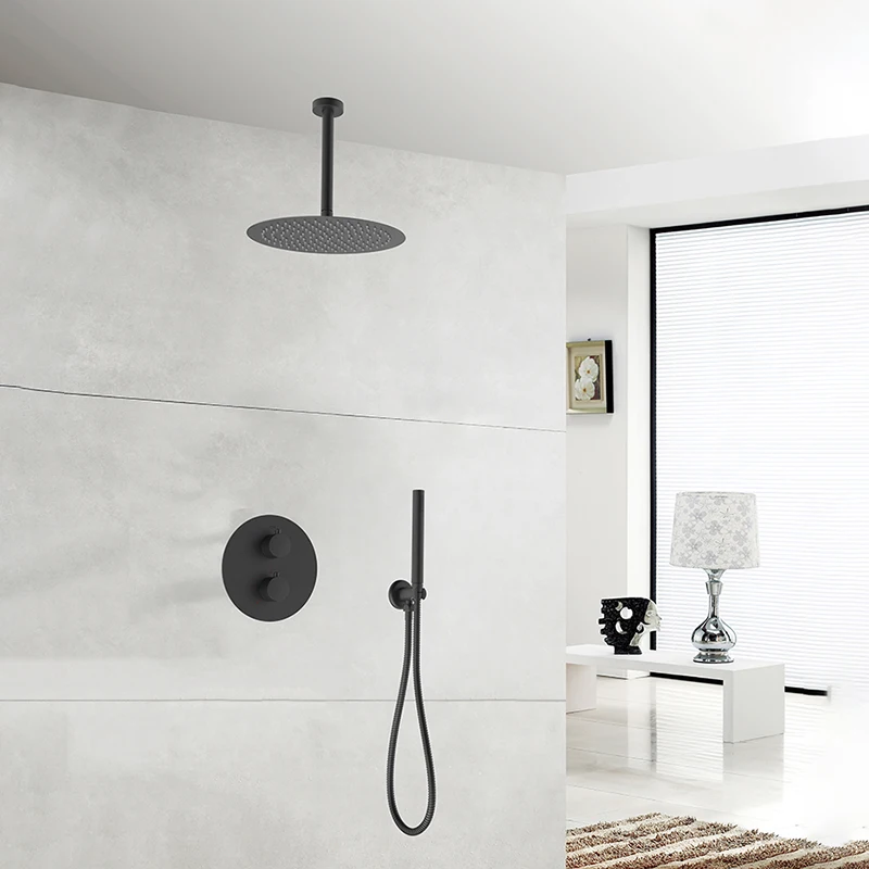 Bathroom Concealed Shower Mixer with Thermostat In Wall Mounted Rain Set bath & Shower Faucets
