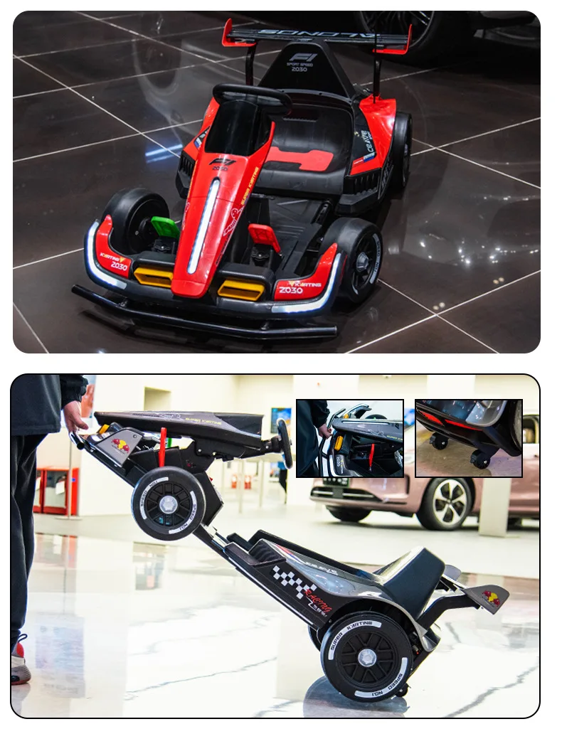 Kids Four-Wheel Electric F1 Go-Kart Battery Powered Remote Control Toy Adults Children Baby Cross-Border Drift Car Made Plastic