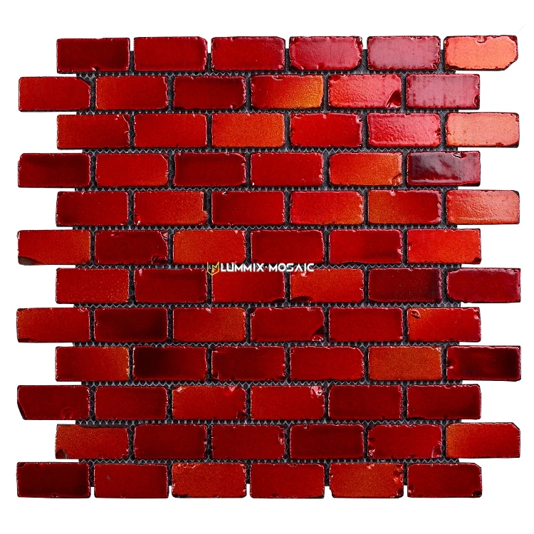 Wholesale Foshan ceramic tile Red vintage ceramic Mosaic  peel and stick tile backsplash wall tiles self attaching