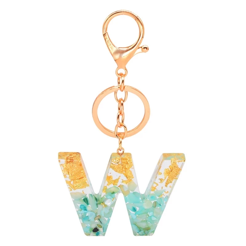 Cute Acrylic Keychains 26 English Letter Pendant Key Chain Ring Charm Glitter Keyring Bag Gift Luxury Couple Jewelry