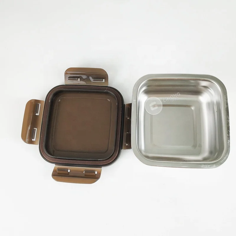 2022 New Custom metal bento box food container set pp lid stainless steel lunch box kids school