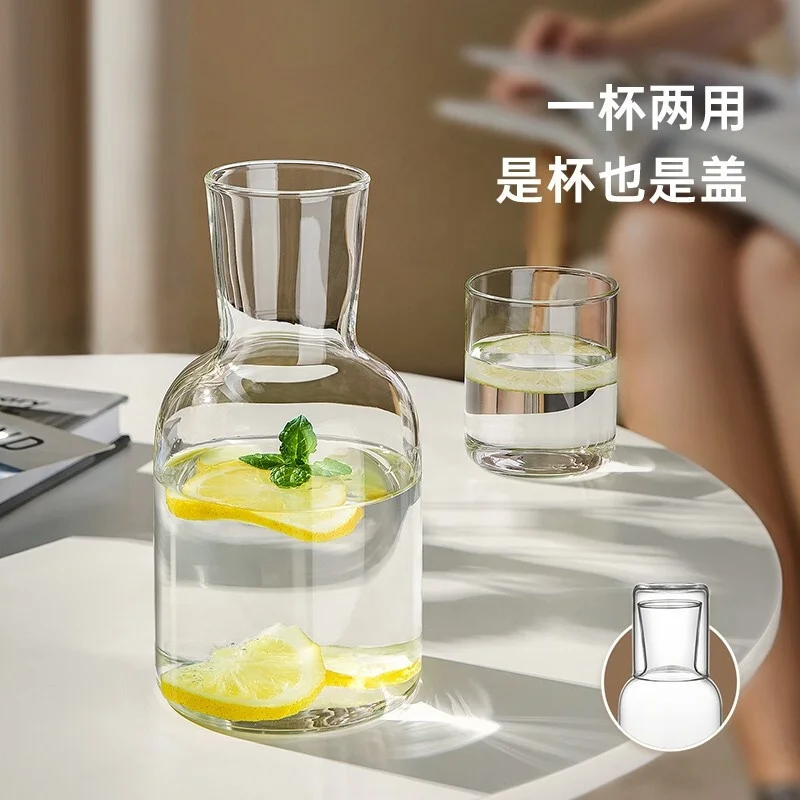 Glass cold water bottle juice cup Large capacity household high borosilicate glass thickened heat resistant one person drink set
