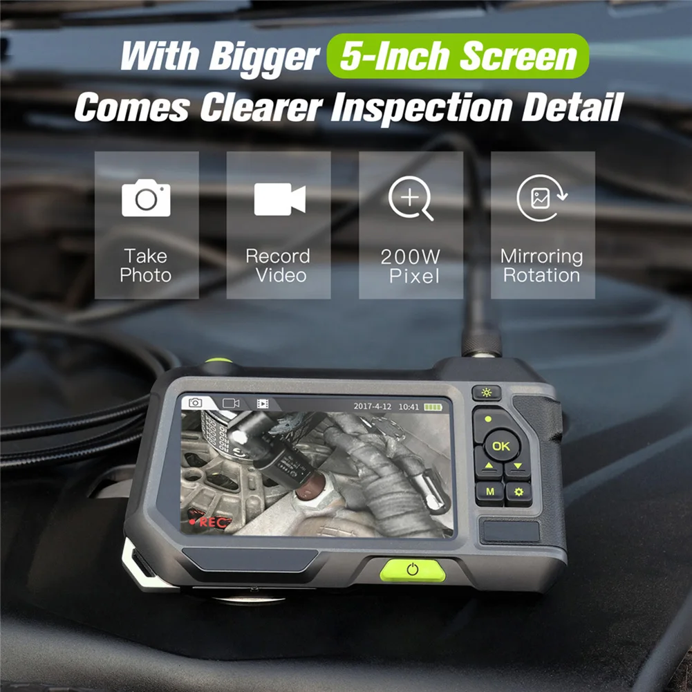 Portable 5inch LCD Screen Industrial 8.0mm /5.5mm 1080P Dual  Lens Flexible Snake Tube Endoscope Bore scope Camera