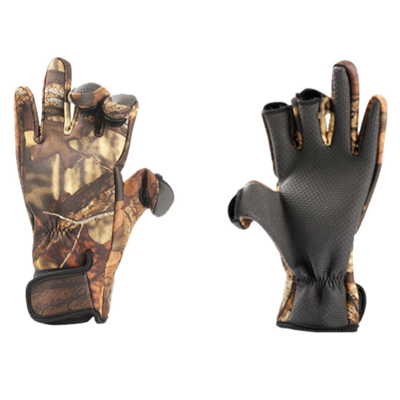 spot outdoor sports gloves Winter warm gloves Camouflage anti slip wear elastic shrinkage Fishing gloves