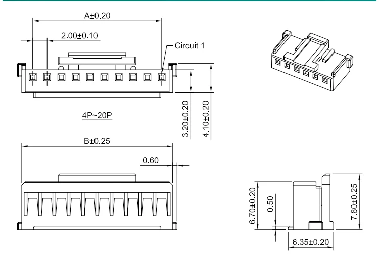 Molex 35507 2.0MM Pitch Sherlock Connector Molex 35507-0400 2.0 MM 2/3/4/5/6/8/10/16 Pin Connector Cable Wire Harness
