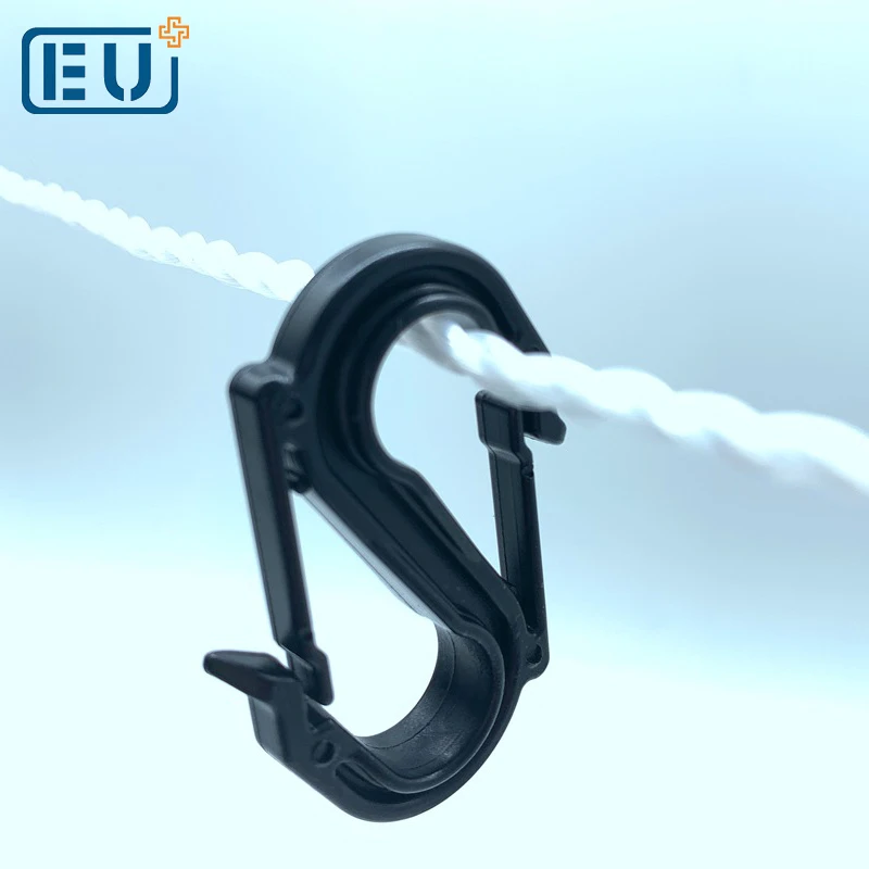Agriculture plastic locking s hook plastic injection clip black circle plastic clip shade net cloth clamp