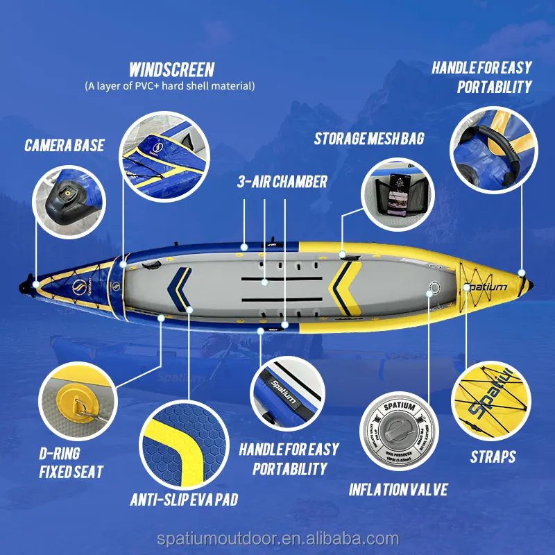 Spatium 2024 new product Pvc Whitewater Canoe/kayak High Pressure Inflatable Kayak For sale