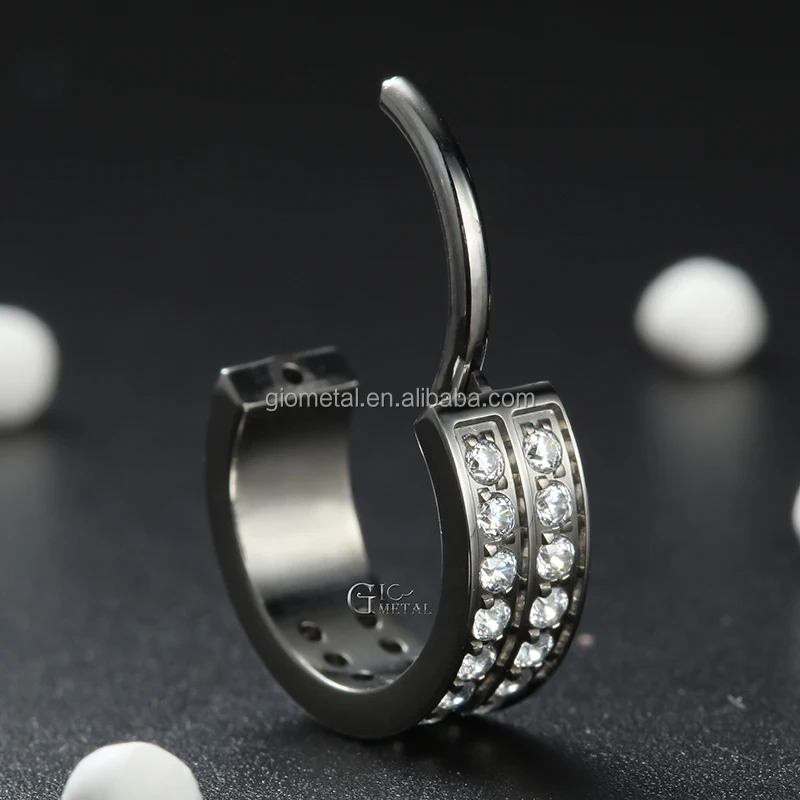 Giometal G23 ASTM F136 Titanium Double Lined Septum Clicker Nose Jewelry Seamless Hinged Ring Helix Daith Body Jewelry Wholesale