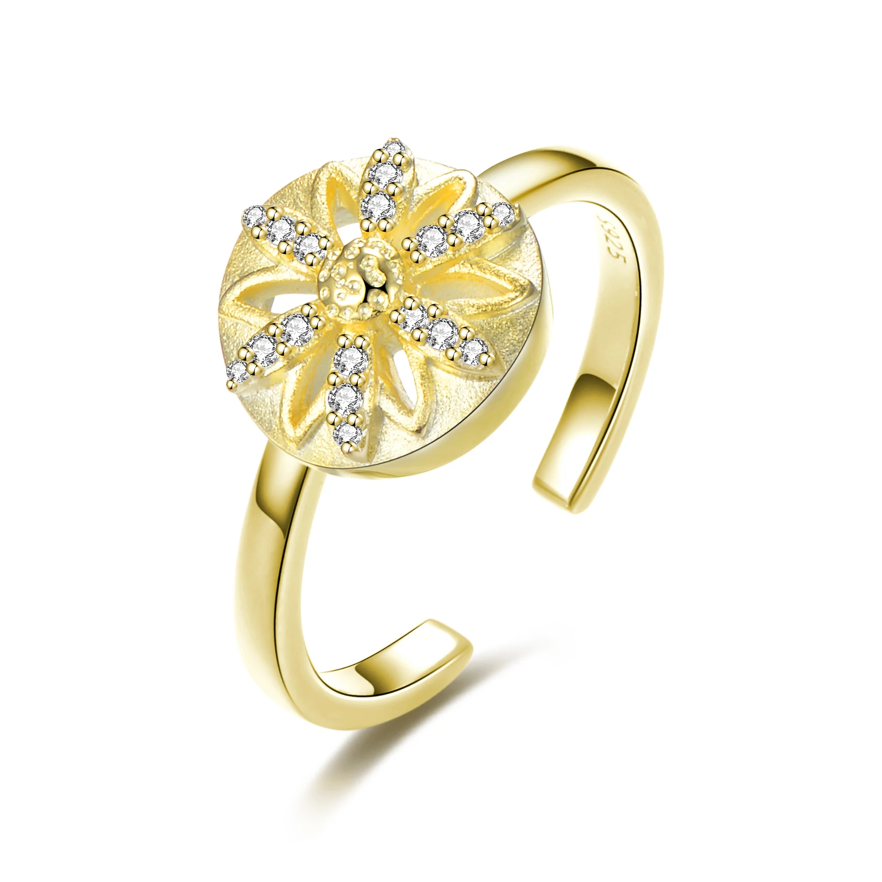 
New Cute Design Daisy Flower S925 Sterling Silver 14K Gold Custom Ring for Women Fashion Wedding Engagement Jewelry Best Gift 