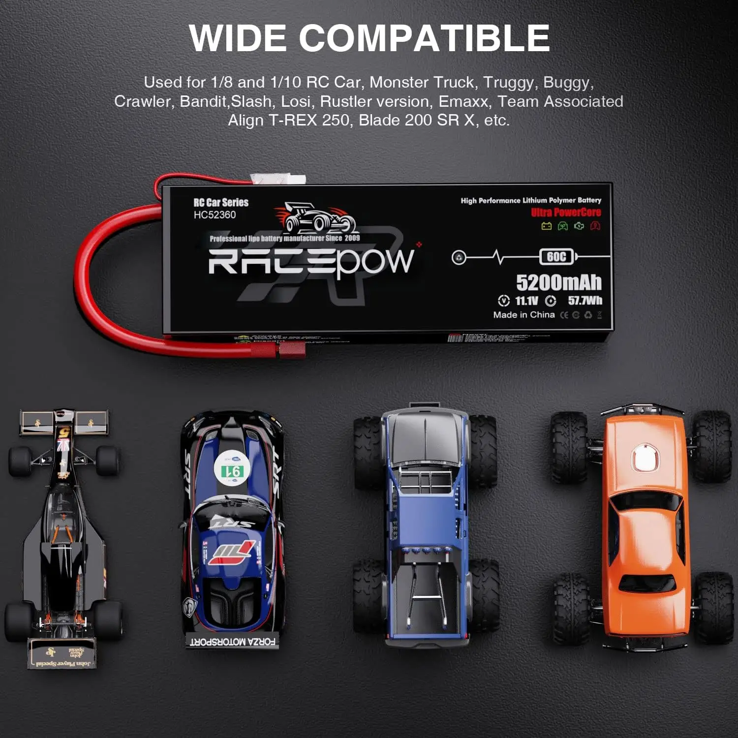 Racepow 3S RC автомобильный липосактор 11 1 В 60C 5200 мАч Жесткий Чехол для багги Truggy гусеничный Монстр автомобиль лодочный грузовик модель
