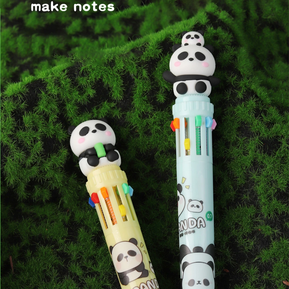 Panda Animal 10 Colors Ballpoint Pen With Logo Custom Blue and Yellow Color Ball Pen For Promotional Gift Hand Account