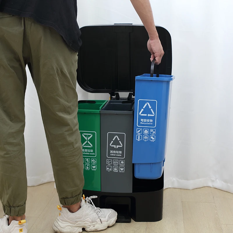 30L Warehouse Rubbish Bins Portable Waste Paper Security Bins Trash Bin PP Plastic