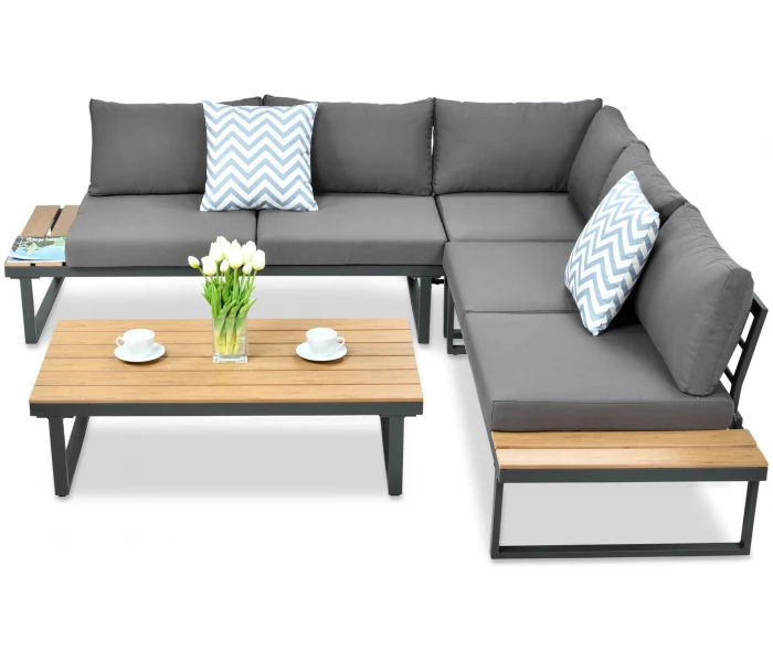 Garden Furniture Steel Frame Outdoor Corner Sofa Set