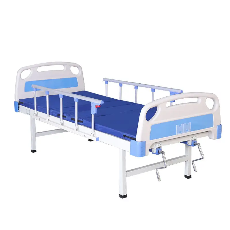 Good quality multi function 2 folding crank stainless steel frame manual hospital bed with ABS board