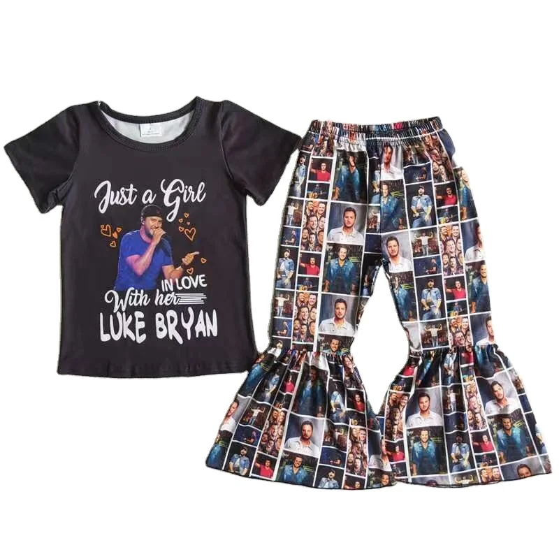 girl clothing set fall children clothing boutique outfits people short sleeve top and pant kids casual clothing