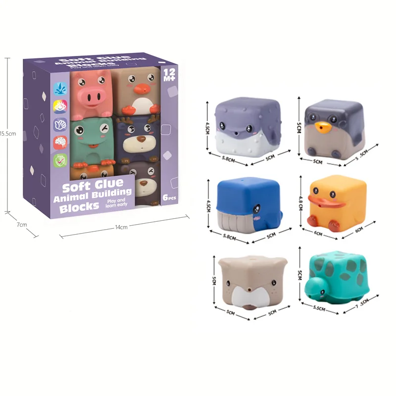 Soft Building Blocks Baby Toys Teethers Toy Educational Squeeze Play Toys Baby Stacking Cube Baby Soft Blocks