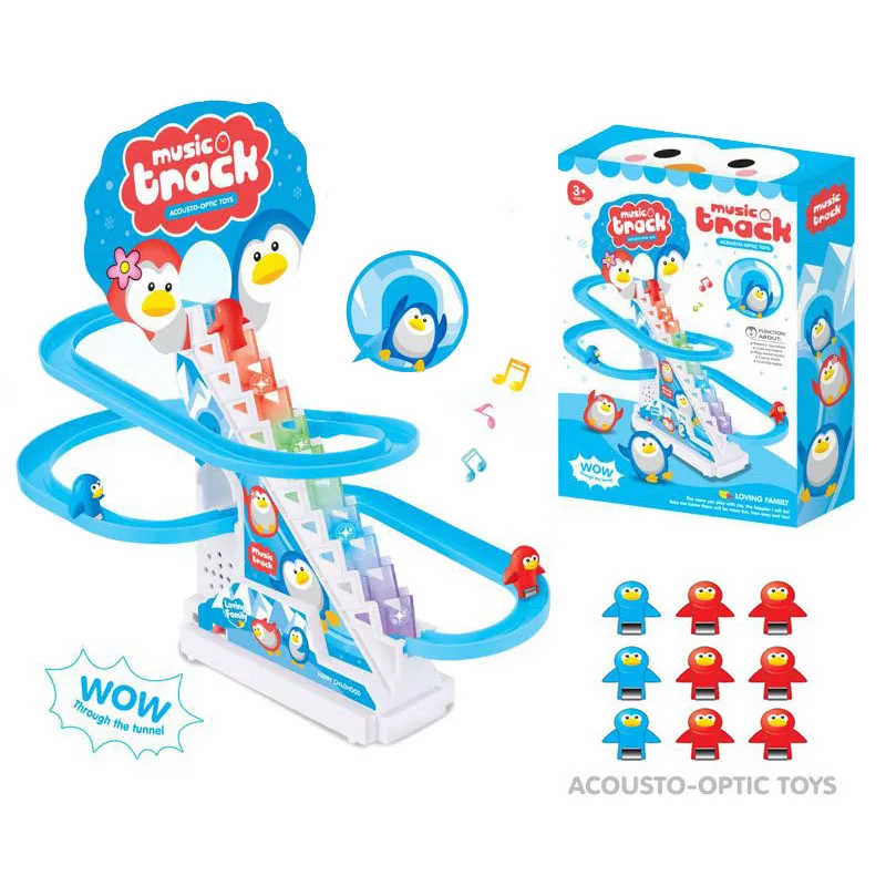 Другие Детские Обучающие электрические маленькие пингвины гоночные лестницы автоматические горки рельсы железнодорожные игрушки для детей