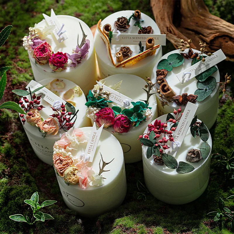 270g Factory Wholesale High Quality Scented Candle With Dried Flowers Candle Environmental Wax Essential Oil Fragrance