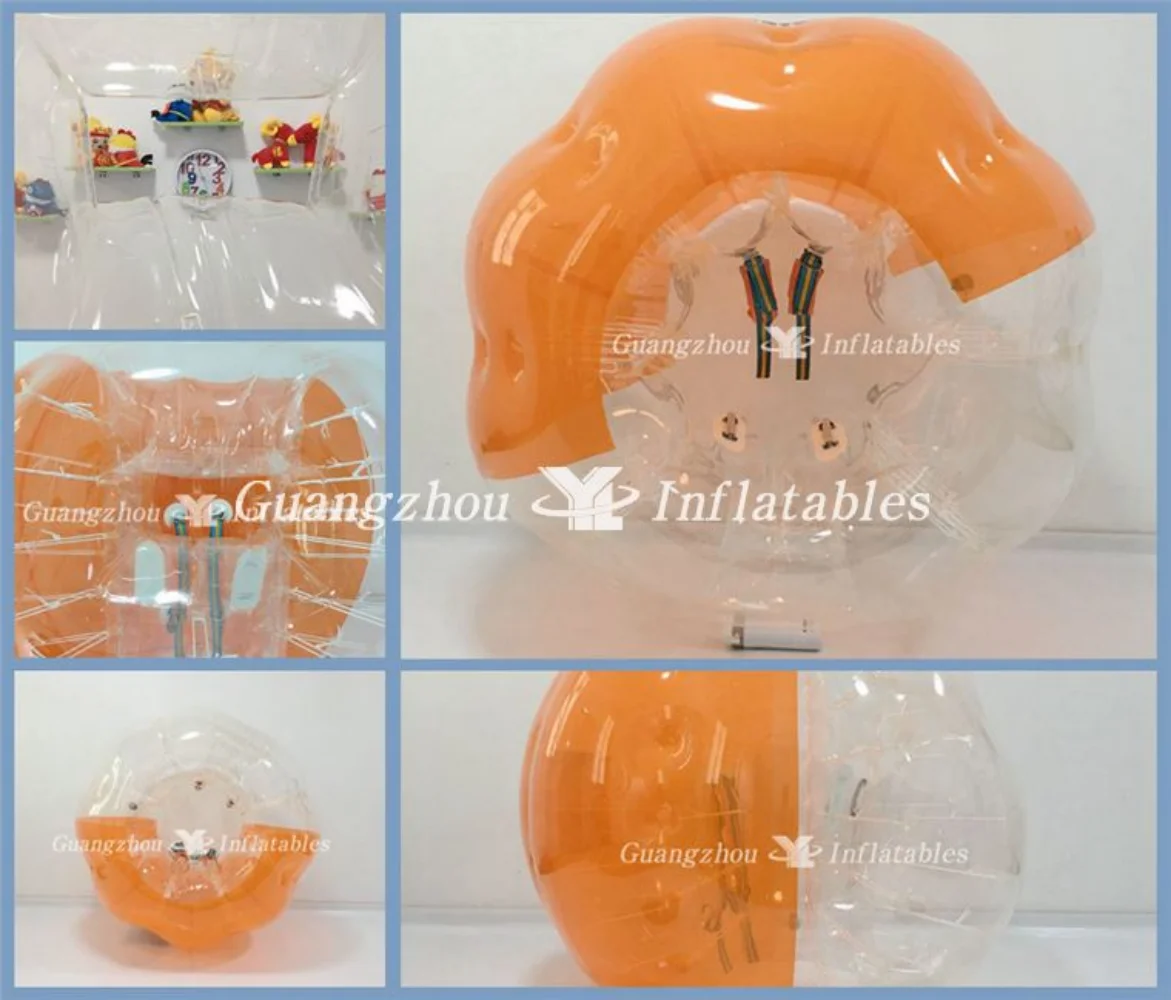 Half orange Color Body Fighting Football Soccer Wearable TPU Bubble Suit Adult Inflatable Bumper Ball
