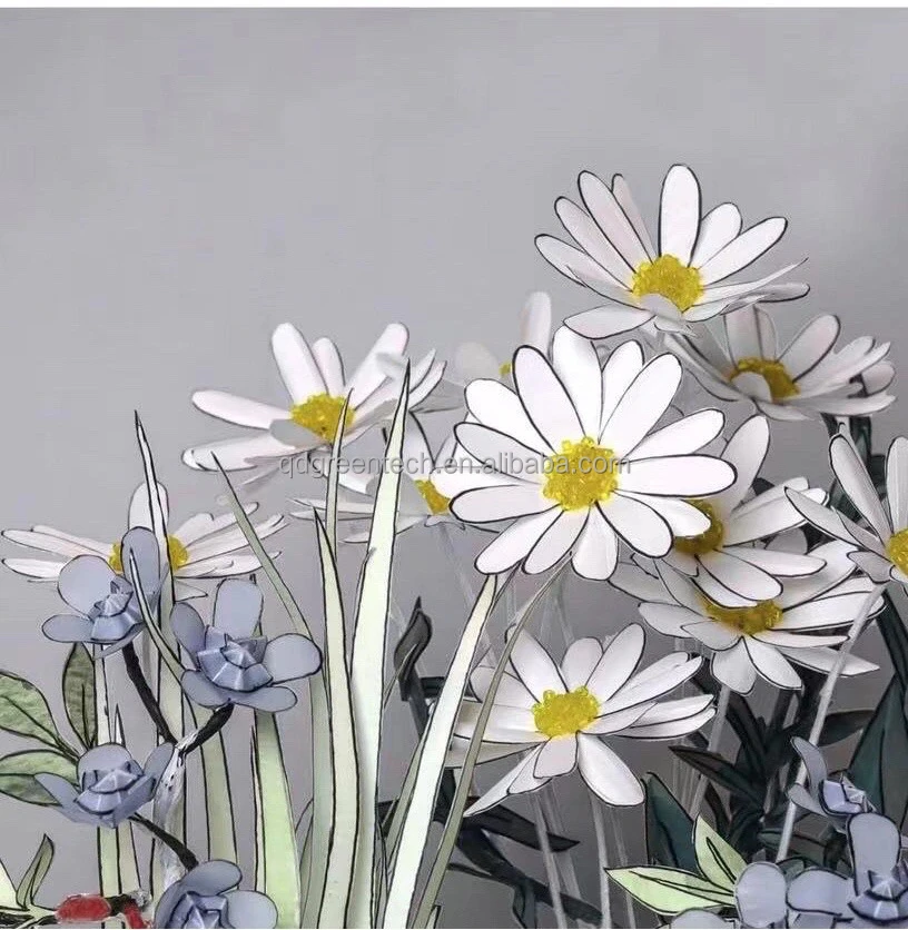 Customized white color organza paper flowers daisy floral set giant flower for window decor Wedding party Floral decoration