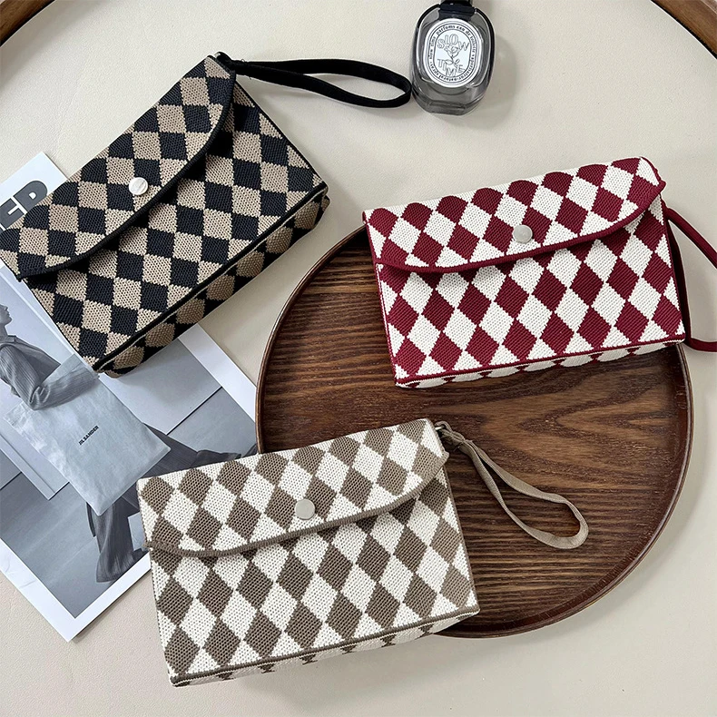 Пользовательская модная сумка для телефона, вязаная сумка-тоут, изысканная Сумочка с пуговицей для мобильного телефона для женщин.