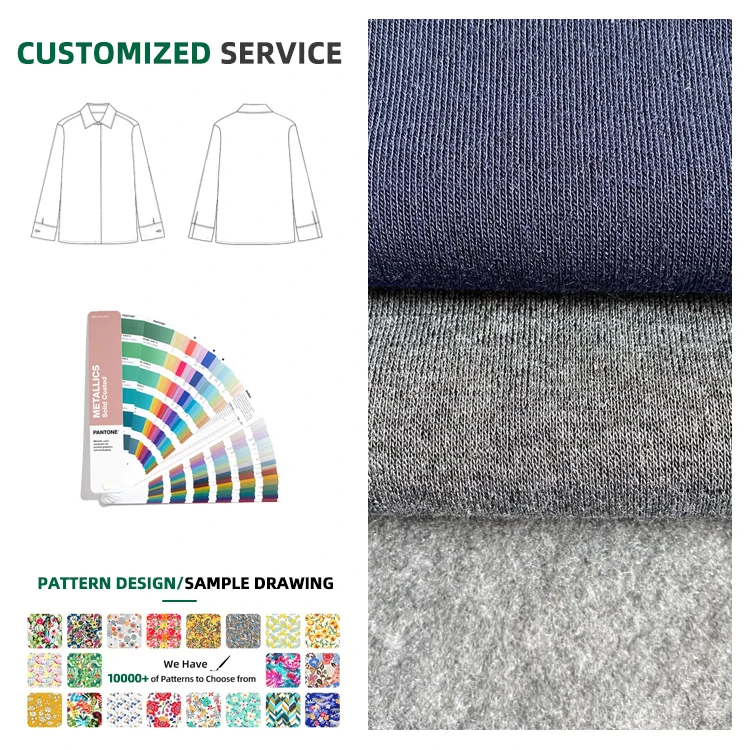 Heavy Weight design Knitted Polyester/cotton Fabric Single Side Brushed TC Fleece French Terry Hoodie Fabric For Sportswear