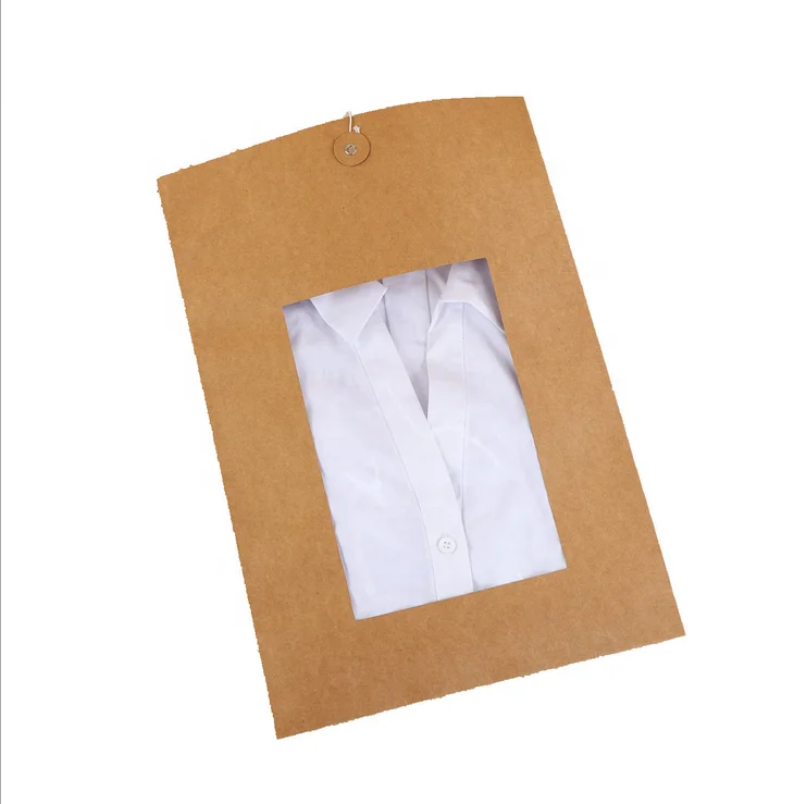 
China factory directly shirt garment kraft paper file bag pvc clear window black packing bag 