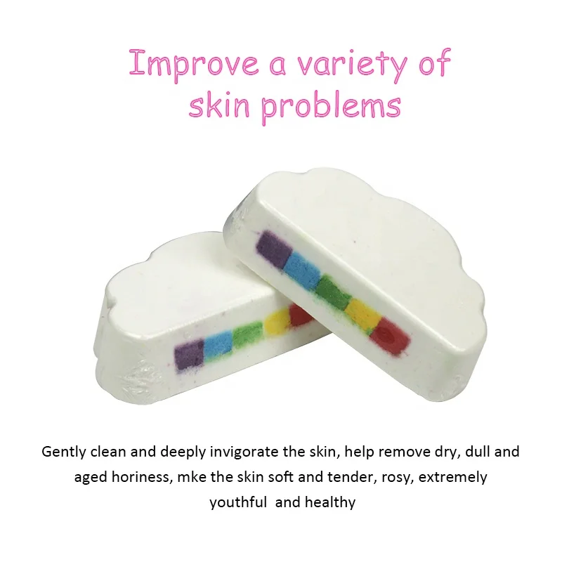 1PK Rainbow Bath Bombs Gift Box Wrapped Woman Handmade Fizzies Rainbow Cloud SPA Bath Bombs