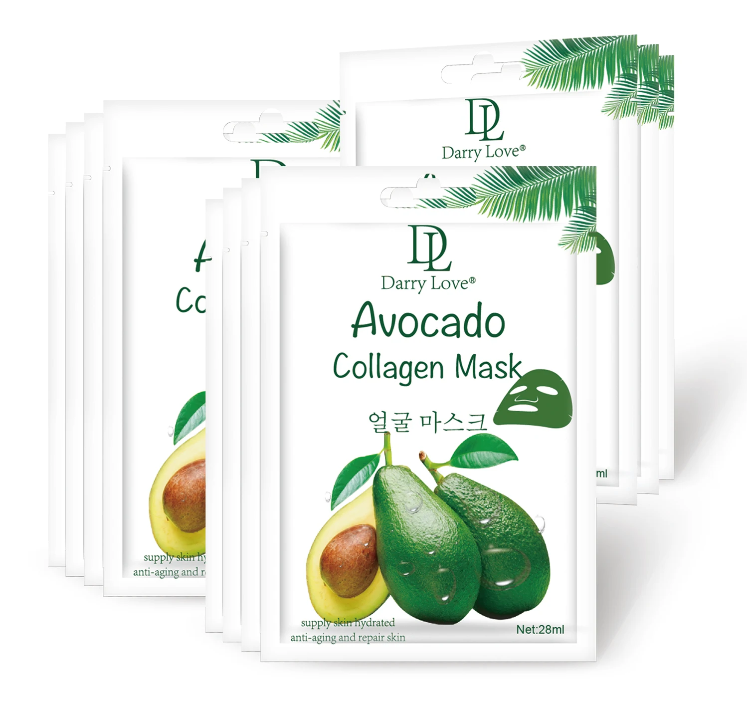 New Style Multiple Hot Selling Avocado Collagen Facial Mask Sheet For Skin Care Supply Skin Hydrated Anti-aging And Repair Skin