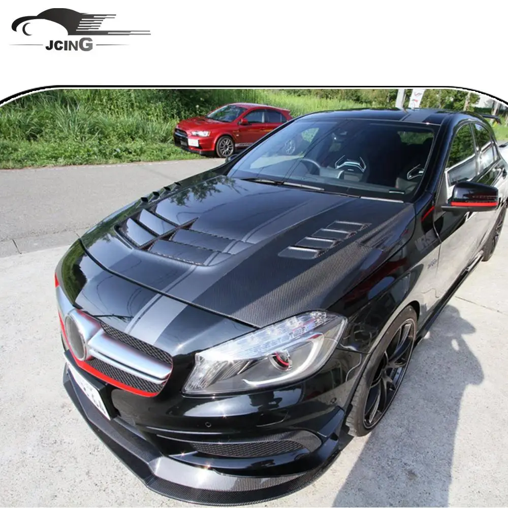 Carbon Fiber Car Hood Bonnet Cover for Mercedes Benz A180 A200 A45 AMG 2013 - 2018