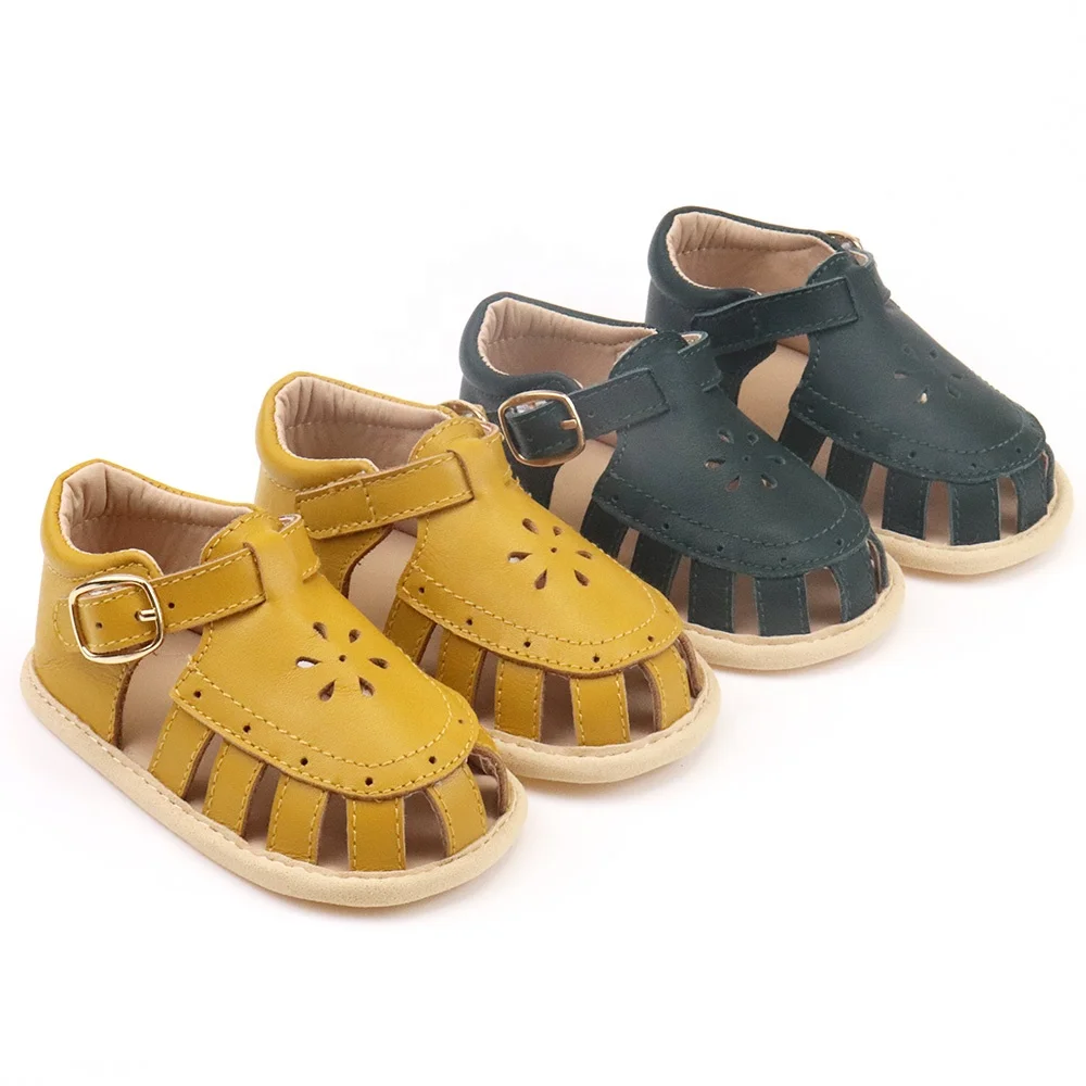 
Genuine Leather Soft Sole Sandals Baby Barefoot Leather Girl New Fancy Slide Sandal 
