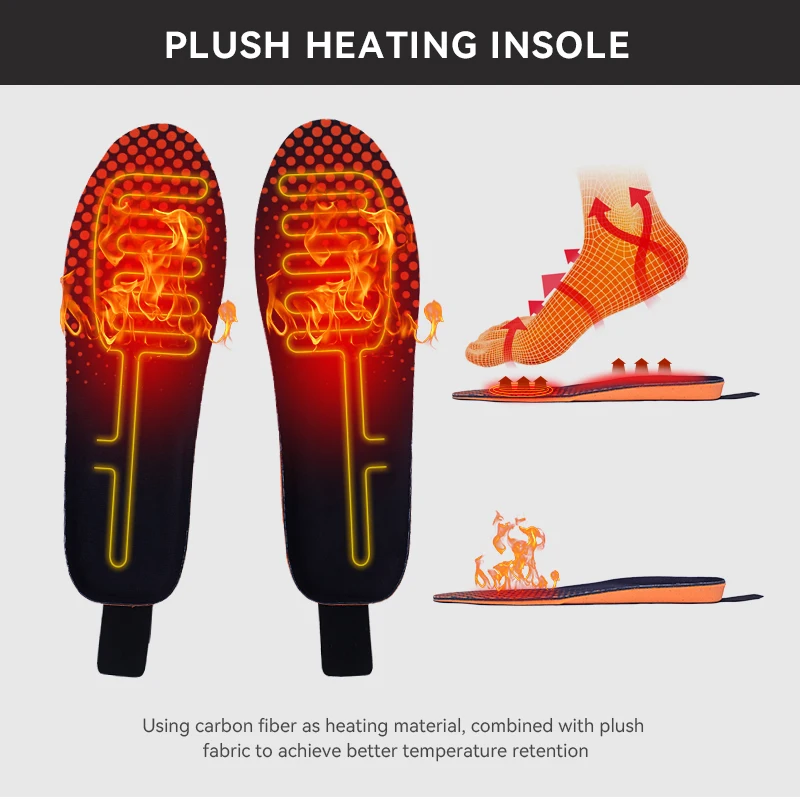 Lithium Battery Rechargeable Foot Insole Warmer Electric Heating Thermal Insoles Usb Heated Insoles For Shoes