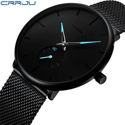 Fashion Mens Minimalist Quartz Watches Wrist Ultra Thin Casual Slim Mesh Steel Waterproof Men Watch