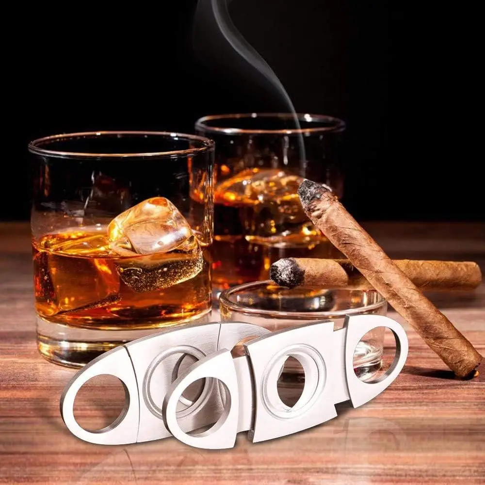 9cmX4cm Classic Guillotine Design Silver Color Stainless Steel Cohiba Cigar Cutter With Smooth Double Blade
