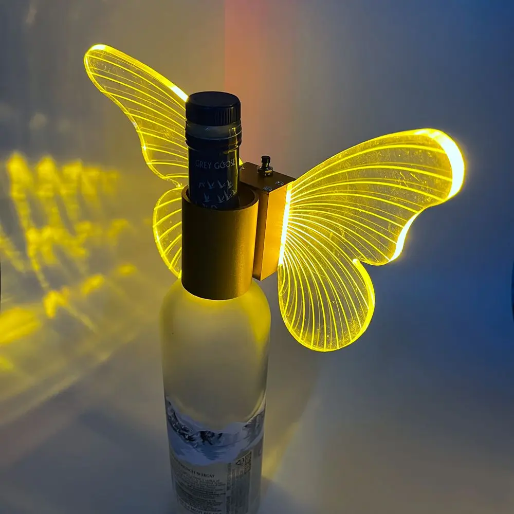 Factory price rechargeable butterfly angel wings champagne holder bottle presenter for nightclub bar