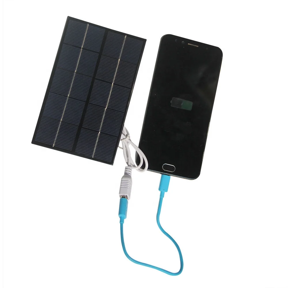 BUHESHUI Solar Panel with USB 2W 5V Mini Portable Solar Charger for Cell Phone Solar Power Bank