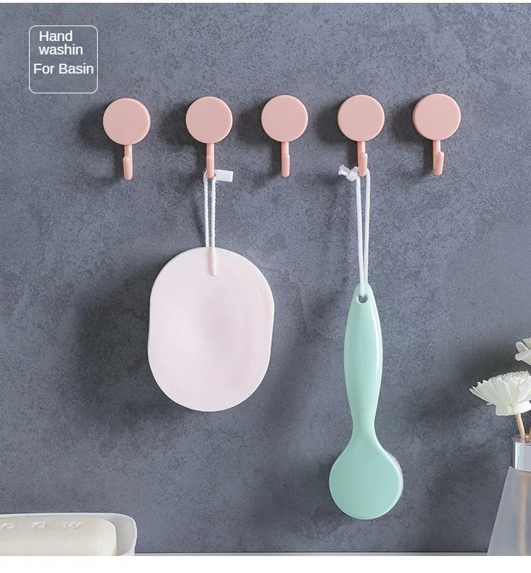 Candy colored multifunctional wall hanging small hook without punching holes, door back hook