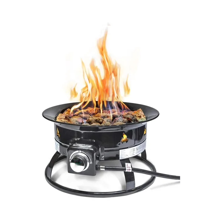 YASN 19 Inch Outdoor Camping Portable Gas Fire Pit Propane Round Iron