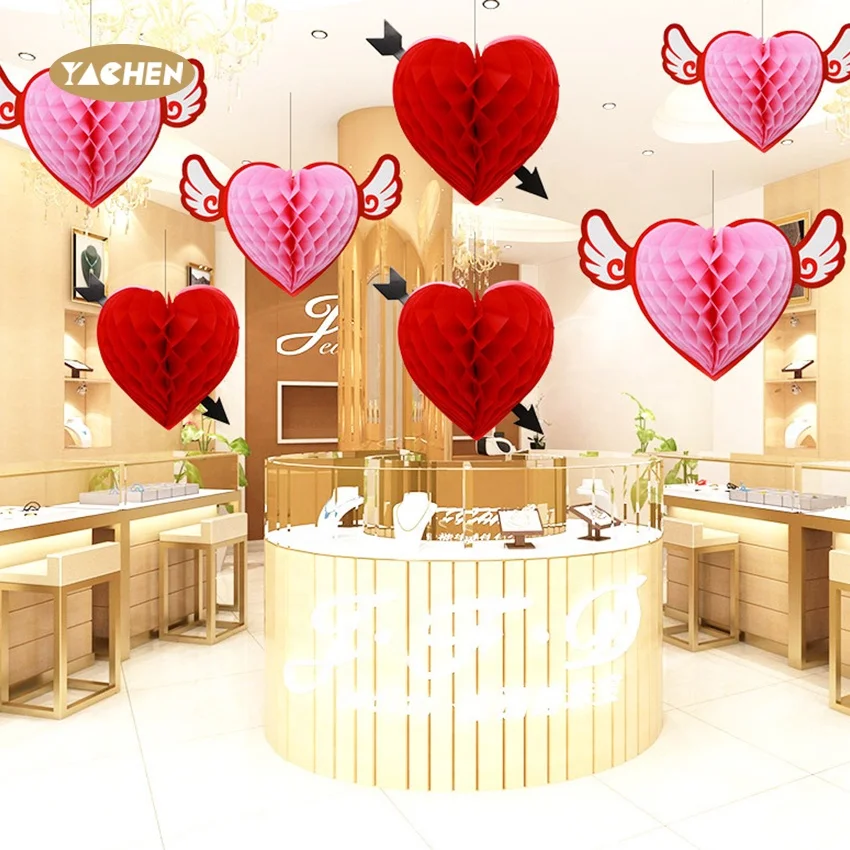 YACHEN, романтические салфетки в форме сердца, сотовые комнатные украшения для Дня Святого Валентина, свадебные принадлежности
